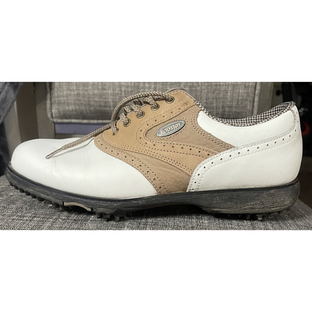 Womens FootJoy Golf Saddle Shoes Size 6.5 Soft-Joys Terrains White‎ Tan 98308